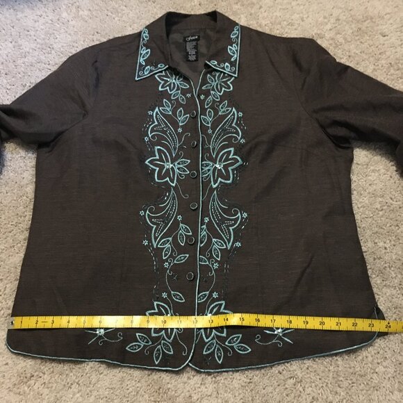 Vintage Fusion 100% Silk Floral Embroidered & Sequined Dress Jacket - Picture 14 of 16